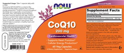 CoQ10 200 mg label