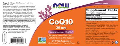 CoQ10 30 mg label