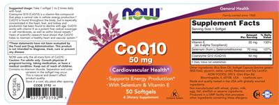 CoQ10 50 mg label