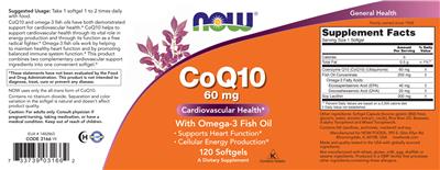 CoQ10 60 mg With Omega-3 Fish Oil label