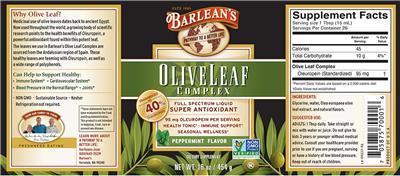 Olive Leaf Complex Peppermint Flavor label