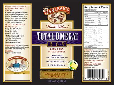 Total Omega 3-6-9 Lemonade Flavor label