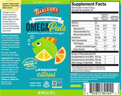 Omega Pals Lipsmackin' Citrus label