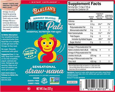 Omega Pals Sensational Straw-nana Flavor label