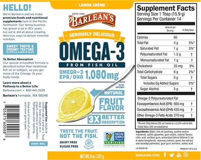 Omega-3 Lemon Creme label