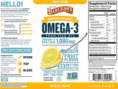 Omega-3 Lemon Creme label