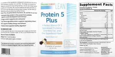 Protein 5 Plus Vanilla label
