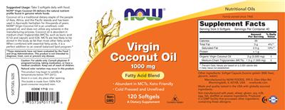 Virgin Coconut Oil 1000 mg label