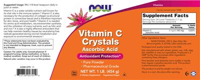 Vitamin C Crystals label