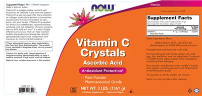 Vitamin C Crystals label