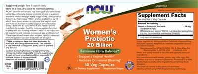 Women's Probiotic 20 Billion label