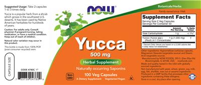 Yucca 500 mg label