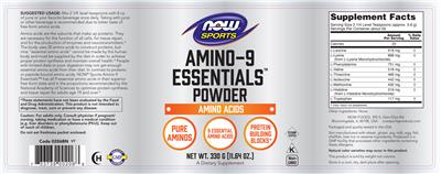 Amino-9 Essentials Powder label