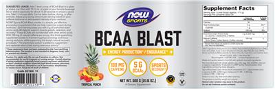 BCAA Blast Tropical Punch label