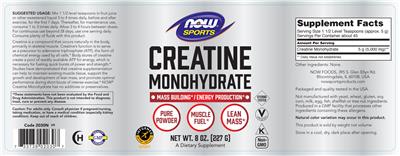 Creatine Monohydrate label