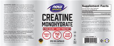 Creatine Monohydrate label