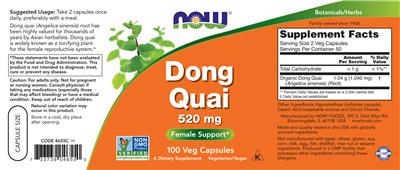 Dong Quai 520 mg label