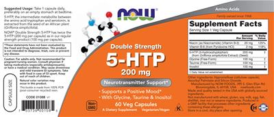 Double Strength 5-HTP 200 mg label