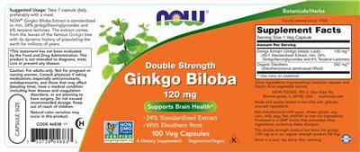 Double Strength Ginkgo Biloba 120 mg label