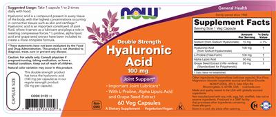 Double Strength Hyaluronic Acid 100 mg label