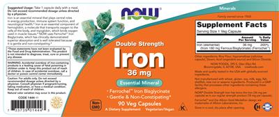 Double Strength Iron 36 mg label