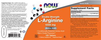 Double Strength L-Arginine 1000 mg label