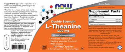 Double Strength L-Theanine 200 mg label