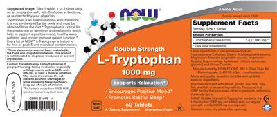 Double Strength L-Tryptophan 1000 mg label