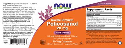 Double Strength Policosanol 20 mg label