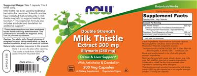 Double Strength Milk Thistle Extract 300 mg label
