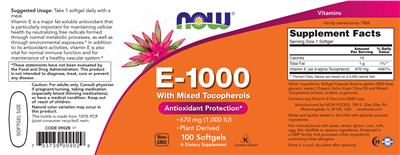 E-1000 with Mixed Tocopherols label