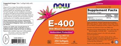E-400 With Mixed Tocopherols label