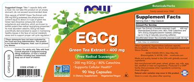 EGCg Green Tea Extract 400 mg label