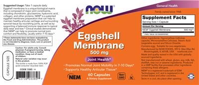 Eggshell Membrane 500 mg label