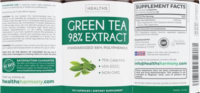 Green Tea 98% Extract label
