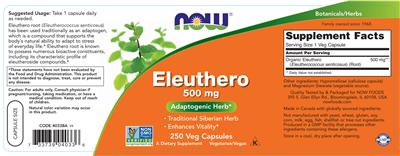 Eleuthero 500 mg label