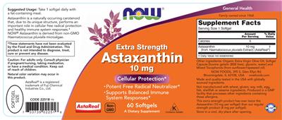 Extra Strength Astaxanthin 10 mg label