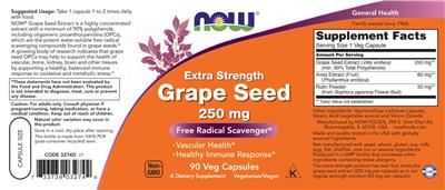 Extra Strength Grape Seed 250 mg label