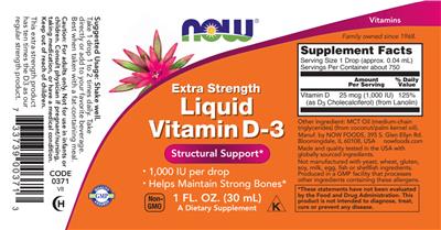 Extra Strength Liquid Vitamin D-3 1,000 IU label