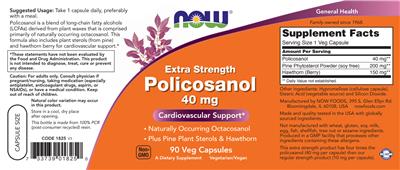 Extra Strength Policosanol 40 mg label