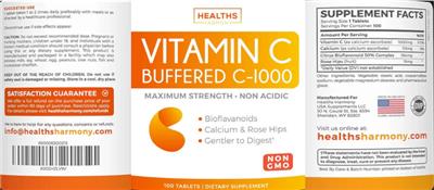 Vitamin C Buffered C-1000 label