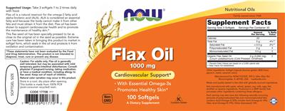 Flax Oil 1000 mg label