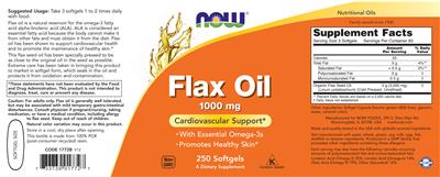 Flax Oil 1000 mg label