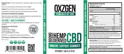 Hemp Derived CBD Gummies 900 mg label
