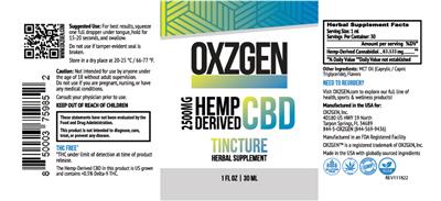 Hemp Derived CBD Tincture 2500 mg label