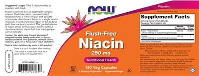 Flush-Free Niacin 250 mg label