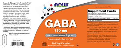 GABA 750 mg label