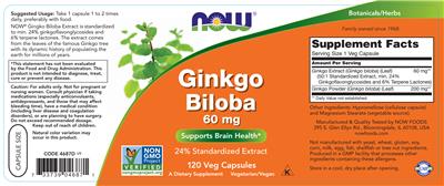 Ginkgo Biloba 60 mg label
