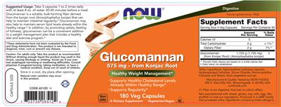 Glucomannan 575 mg label