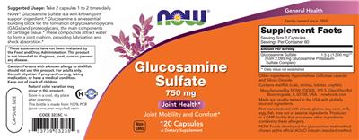 Glucosamine Sulfate 750 mg label